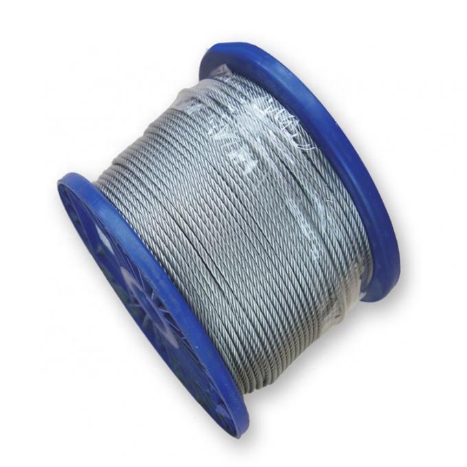 Close-up view of 7Ã7 galvanized steel wire rope showing construction