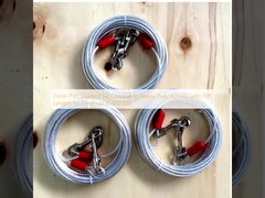 Color PVC Coated Tie Out Cable Heavy Duty 4.5mm with 15ft Length for Dogs up to 100 Lbs
