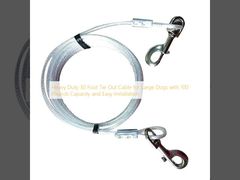 Heavy Duty 30 Foot Tie Out Cable for Large Dogs with 100 Pounds Capacity and Easy Installation